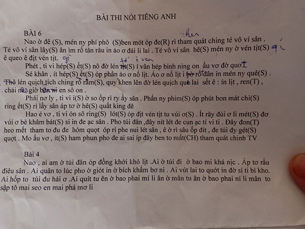 Phát hoảng với bài thi nói tiếng Anh được dịch bằng ngôn ngữ không ai hiểu nổi