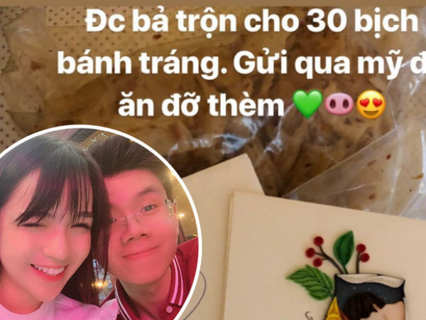 Lãng mạn khi yêu kiểu Rich Kid: Phan Hoàng được bạn gái tận tay trộn hẳn 30 bịch bánh tráng, gửi sang Mỹ ăn cho đỡ thèm