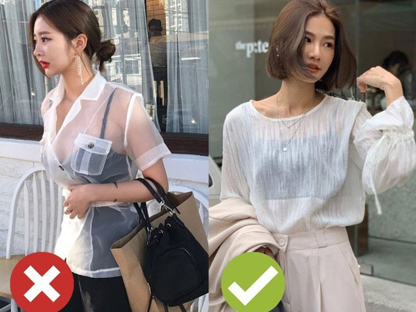 Biết là áo voan mỏng rất mát nhưng chị em đừng mặc kiểu phô phang, gây nhức mắt người đối diện nhé