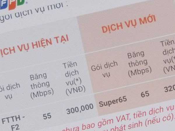 Mạng FPT tự ý tăng giá mạng, đặt mức cước không công bằng giữa các thuê bao khiến khách hàng bức xúc