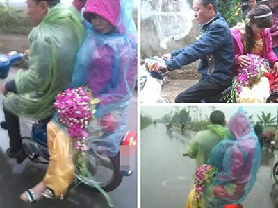 Hình ảnh về đám cưới độc đáo, giản dị giữa trời mưa lạnh