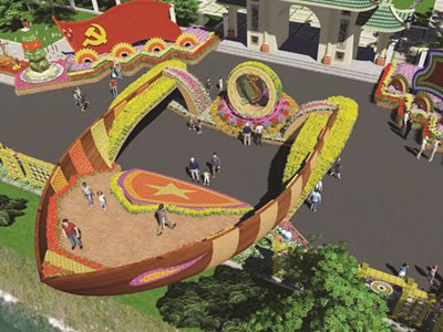 Ngắm đường hoa Tết dài 1,2 km trên khinh khí cầu
