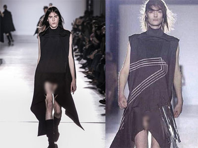 Sốc với hình ảnh mẫu nam "cởi truồng" tại show diễn Rick Owens