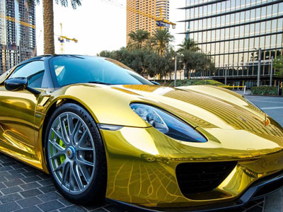Siêu phẩm Porsche 918 Spyder Hybrid mạ chrome vàng cực độc