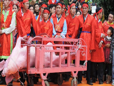 Bắc Ninh: Sáng mùng 5 Tết khai hội Chém lợn ở sân đình