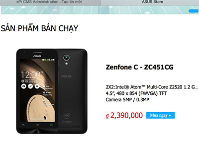 Asus mở cửa hàng trực tuyến bán Zenfone tại Việt Nam