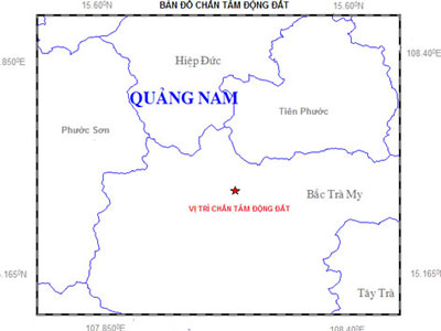 Động đất 2,9 độ richter tại thủy điện Sông Tranh