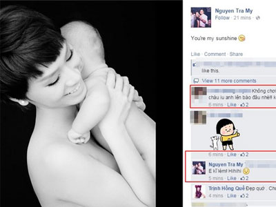 Trà My Idol khoe ảnh bán nude bên con trai 4 tháng tuổi