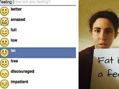 Facebook gặp rắc rối với tùy chọn... “feeling fat“