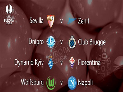 Kết quả bốc thăm vòng Tứ kết Europa League: Wolfsburg gặp Napoli. Sevilla gặp Zenit
