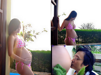 Lê Kiều Như mặc bikini, khoe bụng bầu 6 tháng