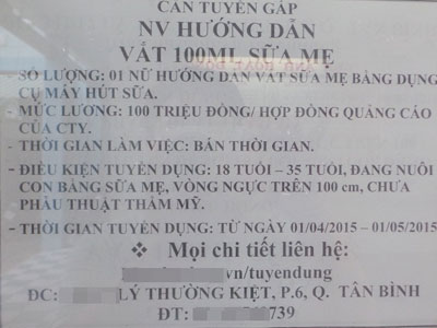 Xôn xao nơi tuyển phụ nữ có vòng ngực trên 100cm, lương 100 triệu