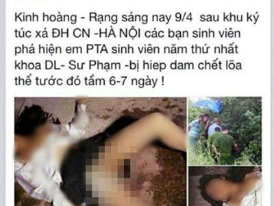 Điều tra tung tin đồn nữ sinh viên bị hiếp dâm, chết loã thể