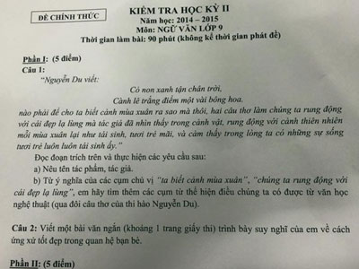 Đề thi ngữ văn lớp 9 sáng nay “gài bẫy” học sinh?