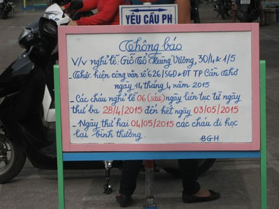 Phụ huynh ngao ngán vì trường mầm non nghỉ lễ dài ngày