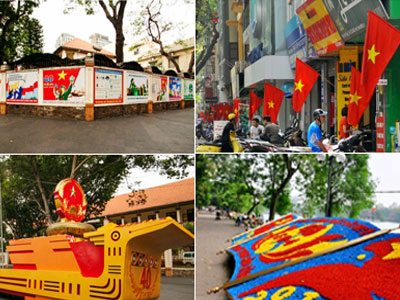 Hà Nội và Sài Gòn rực rỡ cờ hoa trong những ngày tháng Tư lịch sử