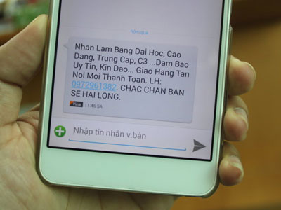 Sau “ông chú Viettel” đến tin nhắn làm bằng giả