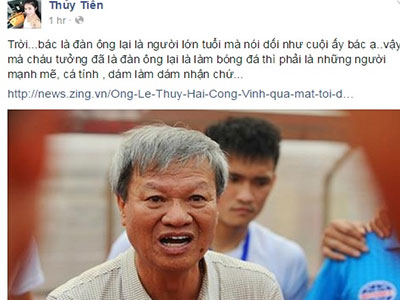 Bênh Công Vinh, Thủy Tiên tố HLV Lê Thụy Hải "nói dối như Cuội"