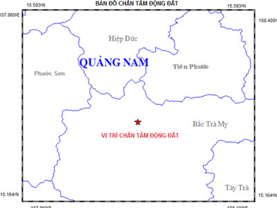Sau 3 ngày yên ắng, Quảng Nam lại xảy ra động đất