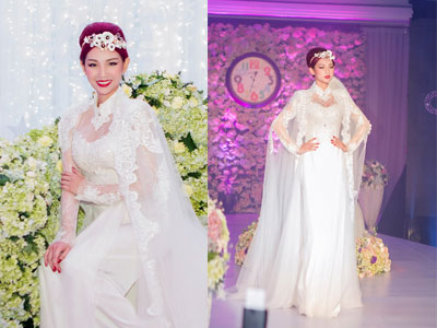 Quỳnh Chi mặc váy cưới sau ồn ào ly hôn