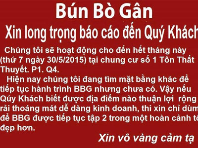 Quán "bún bò gân bá đạo" chuẩn bị đóng cửa