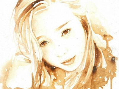 Tranh chân dung màu cà phê như thật của 9X