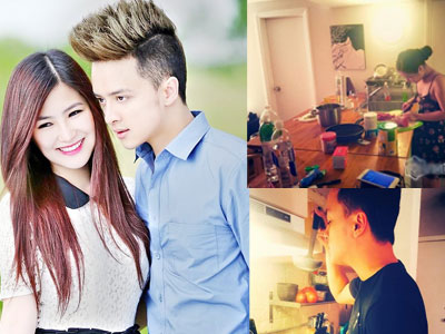 Hương Tràm đảm đang vào bếp cùng Cao Thái Sơn sau tin đồn có người yêu