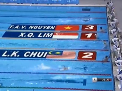 Singapore cho Ánh Viên về đích dù không thi đấu