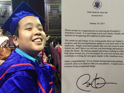 Bằng khen, thư chúc mừng của Tổng thống Obama tặng Đỗ Nhật Nam