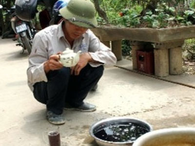 Kỳ lạ nước giếng trong vắt bỗng chuyển màu tím đen ở Phú Thọ