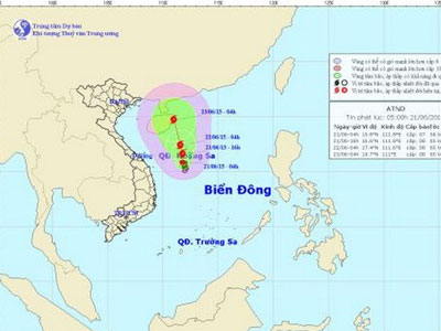 Áp thấp nhiệt đới có khả năng mạnh lên thành bão ở Hoàng Sa