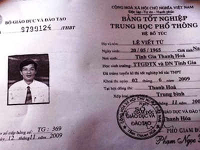 Chủ tịch UBND xã dùng bằng tốt nghiệp THPT giả