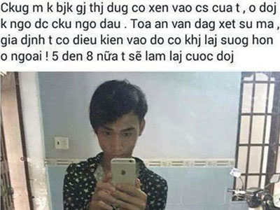 Status gây phẫn nộ nghi của kẻ tung clip sex làm bạn gái tự tử
