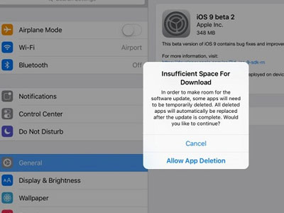 iOS 9 có thể tự xóa ứng dụng nếu không đủ bộ nhớ