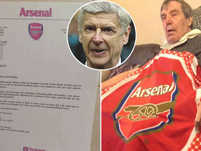 HLV Wenger viết thư chia buồn đầy cảm động khi một CĐV Arsenal qua đời