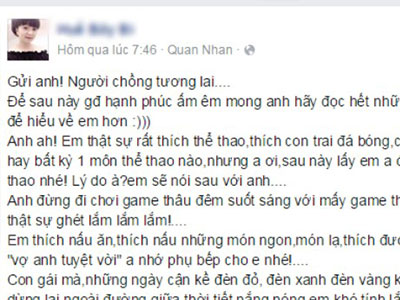 Tâm thư gái xinh nhắn chồng tương lai "3 không" gây tranh cãi