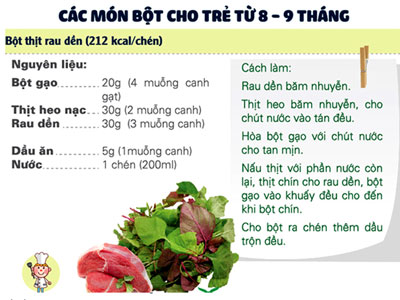 Hai món ăn dặm bổ dưỡng cho trẻ 8-9 tháng tuổi