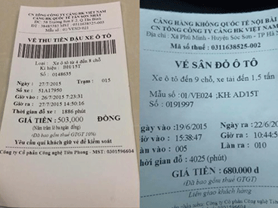 Sốt mạng hóa đơn gửi xe “cắt cổ” ở Nội Bài, Tân Sơn Nhất