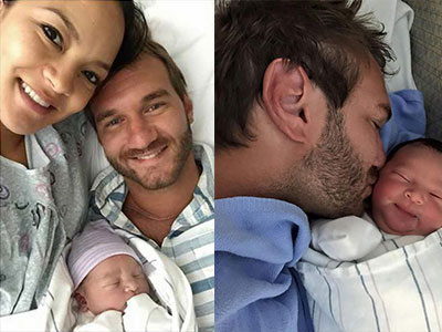Nick Vujicic hạnh phúc khoe quí tử thứ 2 vừa chào đời