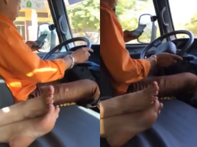 Clip: Tài xế xe buýt vừa lái xe, vừa chát zalo