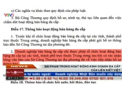 Công ty bán hàng đa cấp Liên kết Việt bị VTV phanh phui hàng loạt sai phạm