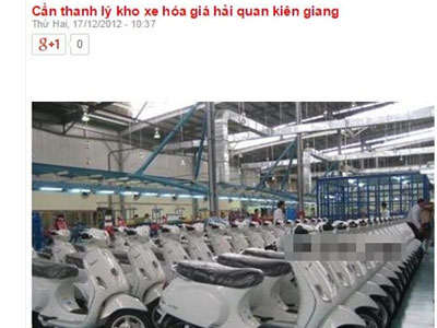 Thực hư tin Cục hải quan bán đấu giá xe máy Lx 7 triệu đồng
