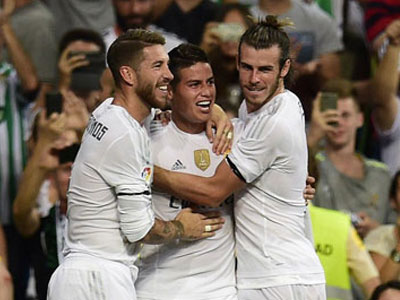 Ronaldo “tịt ngòi”, Bale & James giúp Real vùi dập Betis