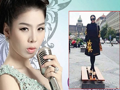 Lệ Quyên lại gây xôn xao vì đứng lên ghế ngồi để chụp hình ở châu Âu