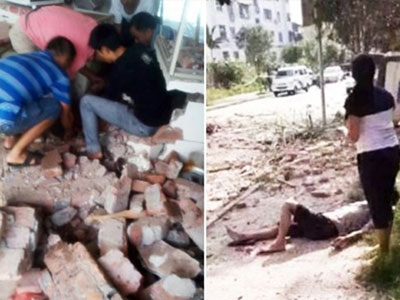 Hiện trường vụ nổ bom liên tiếp ở 15 địa điểm tại Trung Quốc