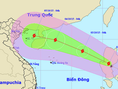 Bão Mujigae gần biển Đông