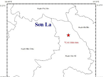 Đất Sơn La rung chuyển 3,4 độ richter