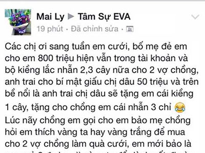 Tâm sự "có nên khai với chồng sắp cưới của hồi môn gần 1 tỷ" gây sốt