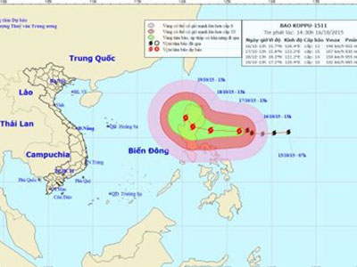 Bão Koppu giật trên cấp 17 hướng vào biển Đông