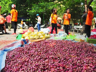 Hành, tỏi Lý Sơn bán đổ đống ở Hà Nội